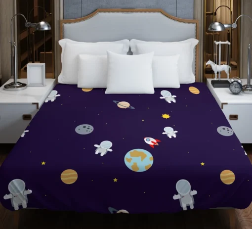 Little Astronauts Space Life Duvet Cover