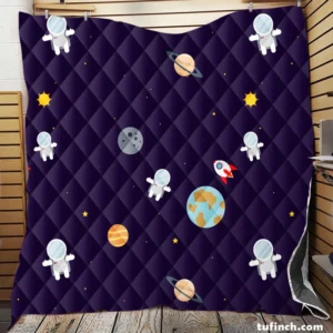 Little Astronauts Space Life Quilt Blanket