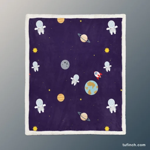 Little Astronauts Space Life Sherpa Fleece Blanket 1