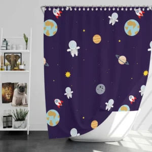 Little Astronauts Space Life Shower Curtain