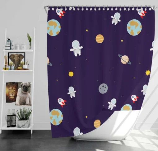 Little Astronauts Space Life Shower Curtain