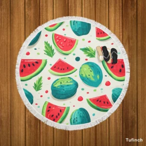 Little Darling Watermelon Round Beach Towel