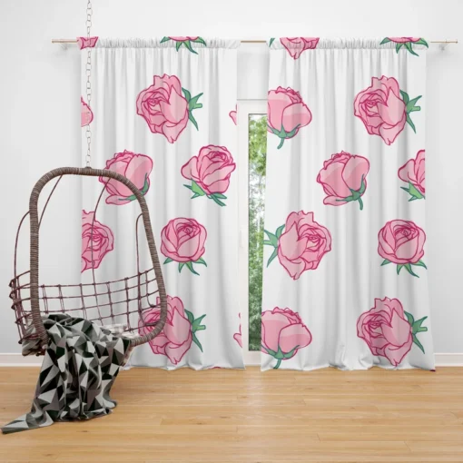 Little Pink Rose Design Curtain