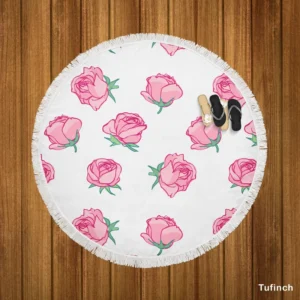 Little Pink Rose Design Round Beach Towel