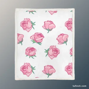 Little Pink Rose Design Sherpa Fleece Blanket 1