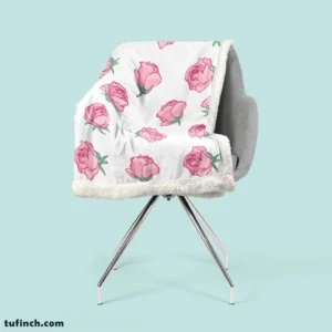 Little Pink Rose Design Sherpa Fleece Blanket 2