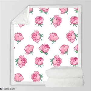 Little Pink Rose Design Sherpa Fleece Blanket