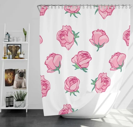 Little Pink Rose Design Shower Curtain