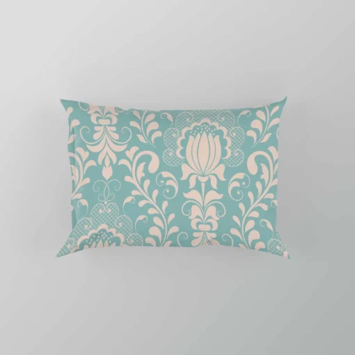 Lotus Flower Damask In Aqua Island Pillow Case