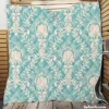 Lotus Flower Damask In Aqua Island Quilt Blanket