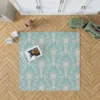 Lotus Flower Damask In Aqua Island Rug