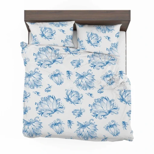 Lotus Sketch Floral Pattern Bedding Set 2