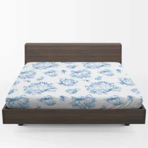 Lotus Sketch Floral Pattern Fitted Sheet 1