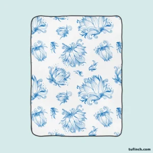 Lotus Sketch Floral Pattern Fleece Blanket 1