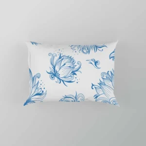 Lotus Sketch Floral Pattern Pillow Case