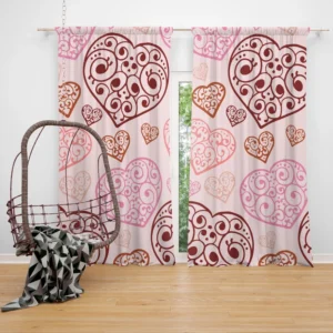 Love Heart Filled With Swirls Curtain