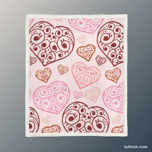 Love Heart Filled With Swirls Sherpa Fleece Blanket 1