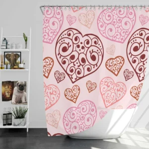 Love Heart Filled With Swirls Shower Curtain