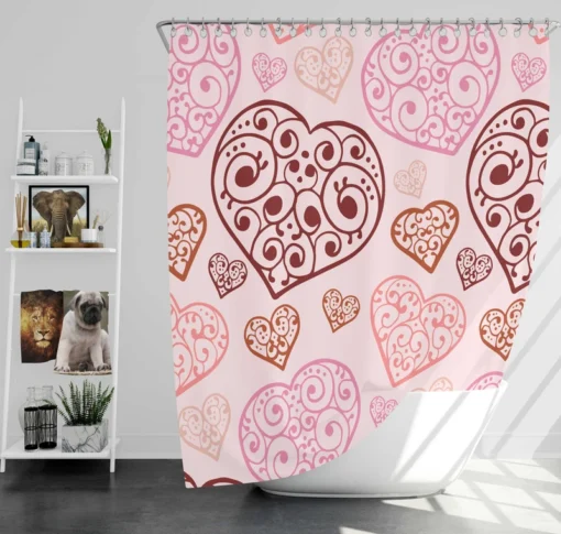 Love Heart Filled With Swirls Shower Curtain