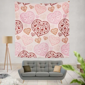 Love Heart Filled With Swirls Wall Tapestry