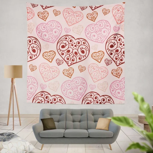 Love Heart Filled With Swirls Wall Tapestry