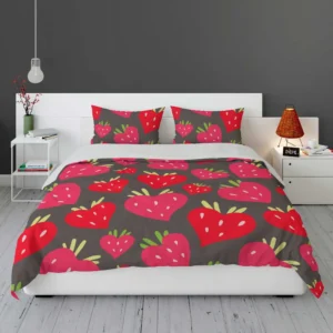 Love Shape Strawberry Print Bedding Set 1