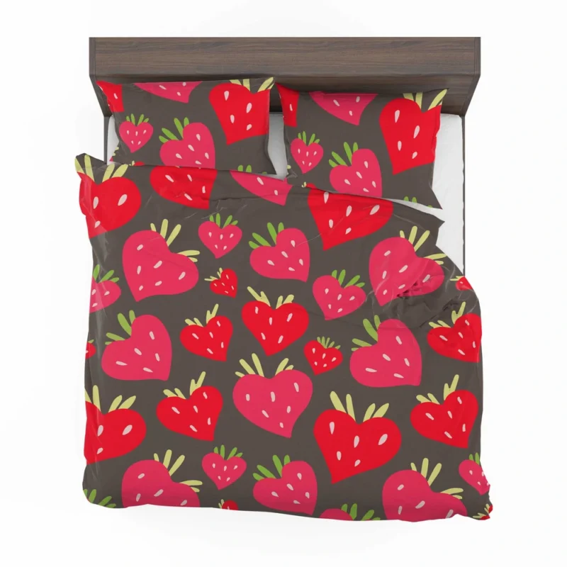 Love Shape Strawberry Print Bedding Set 2