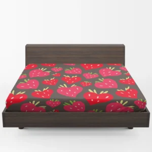 Love Shape Strawberry Print Fitted Sheet 1