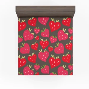 Love Shape Strawberry Print Fitted Sheet