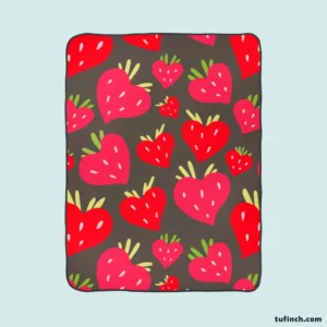 Love Shape Strawberry Print Fleece Blanket 1