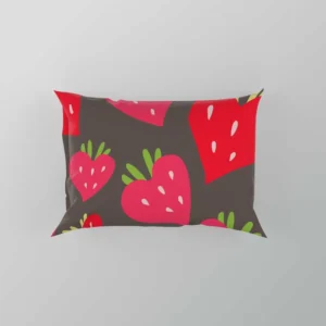 Love Shape Strawberry Print Pillow Case