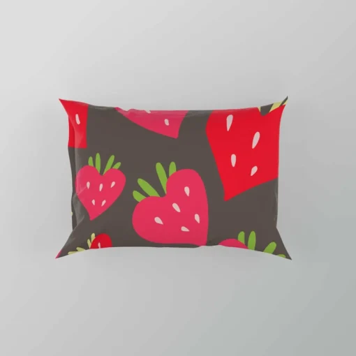 Love Shape Strawberry Print Pillow Case