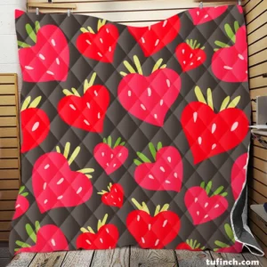 Love Shape Strawberry Print Quilt Blanket