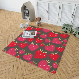 Love Shape Strawberry Print Rug 1