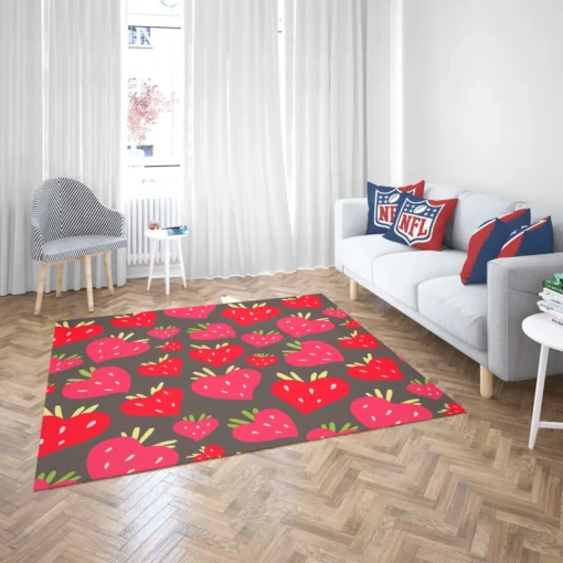 Love Shape Strawberry Print Rug 2