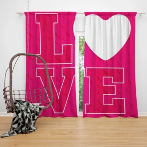 Love Text Heart Symbol Pattern Curtain