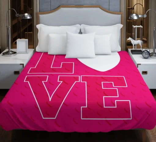 Love Text Heart Symbol Pattern Duvet Cover