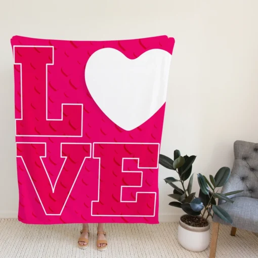 Love Text Heart Symbol Pattern Fleece Blanket