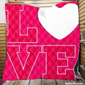 Love Text Heart Symbol Pattern Quilt Blanket