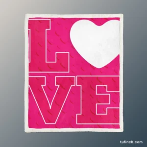 Love Text Heart Symbol Pattern Sherpa Fleece Blanket 1