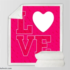 Love Text Heart Symbol Pattern Sherpa Fleece Blanket