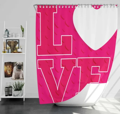 Love Text Heart Symbol Pattern Shower Curtain