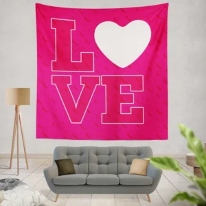 Love Text Heart Symbol Pattern Wall Tapestry