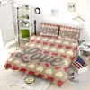 Love Text Romantic Red White Hearts Bedding Set