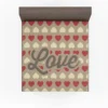 Love Text Romantic Red White Hearts Fitted Sheet