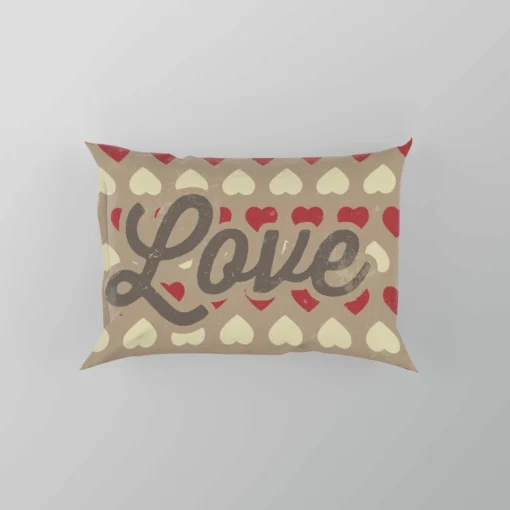 Love Text Romantic Red White Hearts Pillow Case