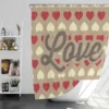 Love Text Romantic Red White Hearts Shower Curtain