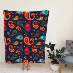 Lovely Mini Paisley Pattern Fleece Blanket