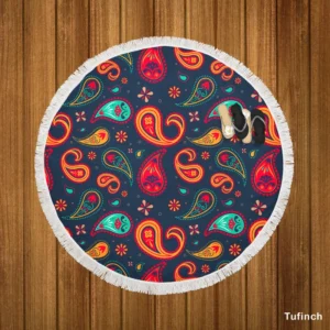 Lovely Mini Paisley Pattern Round Beach Towel