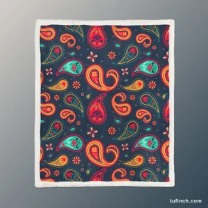 Lovely Mini Paisley Pattern Sherpa Fleece Blanket 1